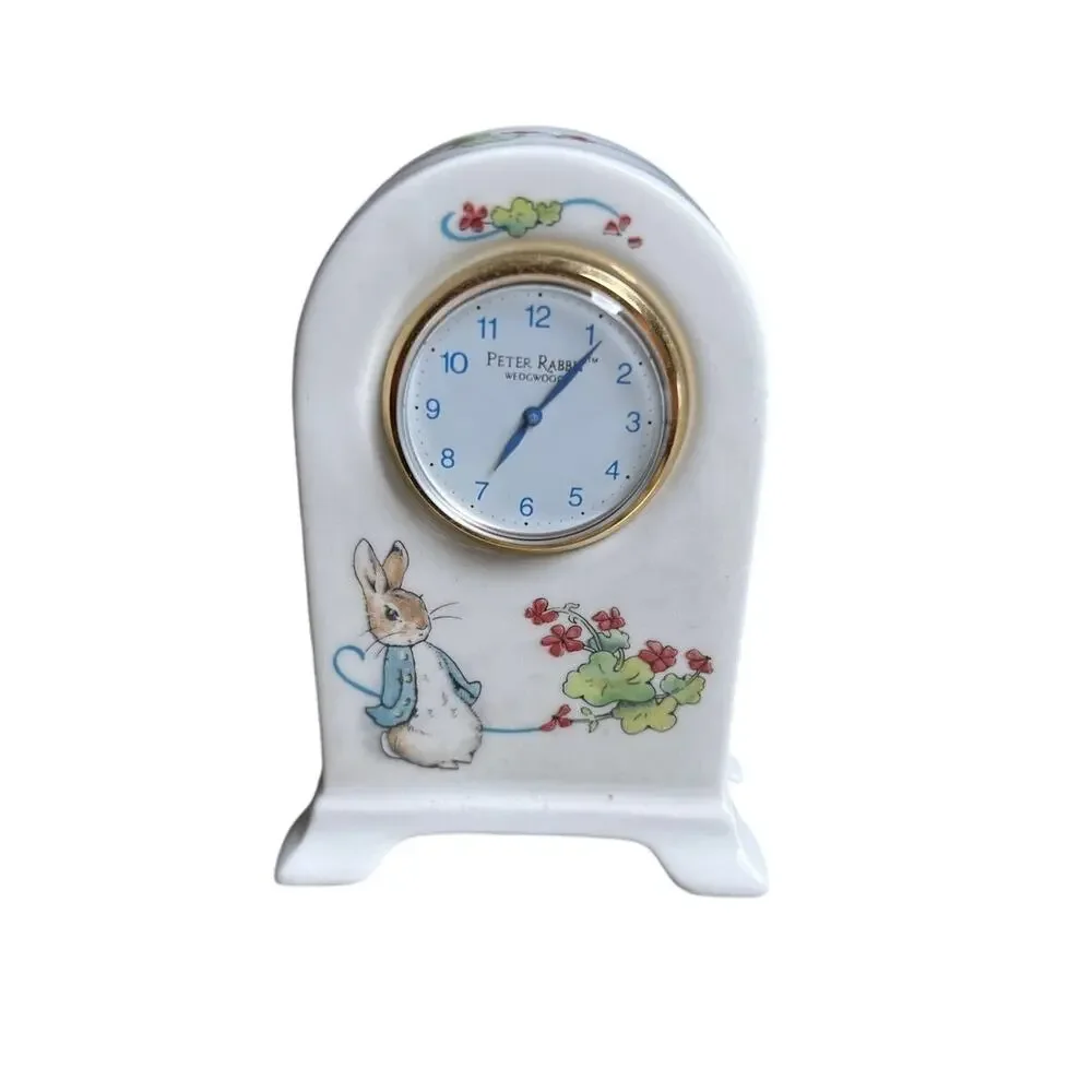 Wedgwood 1993 Peter Rabbit Clock Porcelain Mantle Small Desk Clock